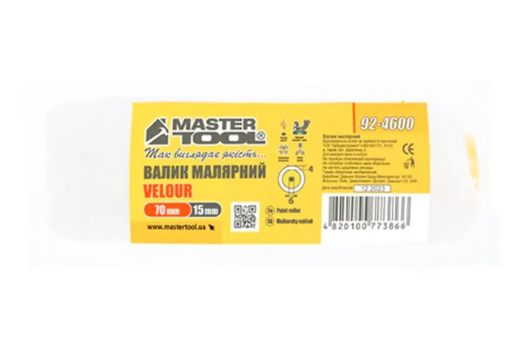 Валик малярський велюр Mastertool 6х15х70 мм (в упаковці 10 шт.) - фото 3
