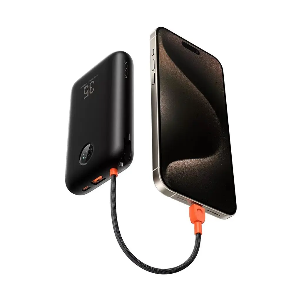 УМБ VEGER K3 Built-in Cables PD 35W 30000mAh Black (W3018) (6977525750137) - фото 2