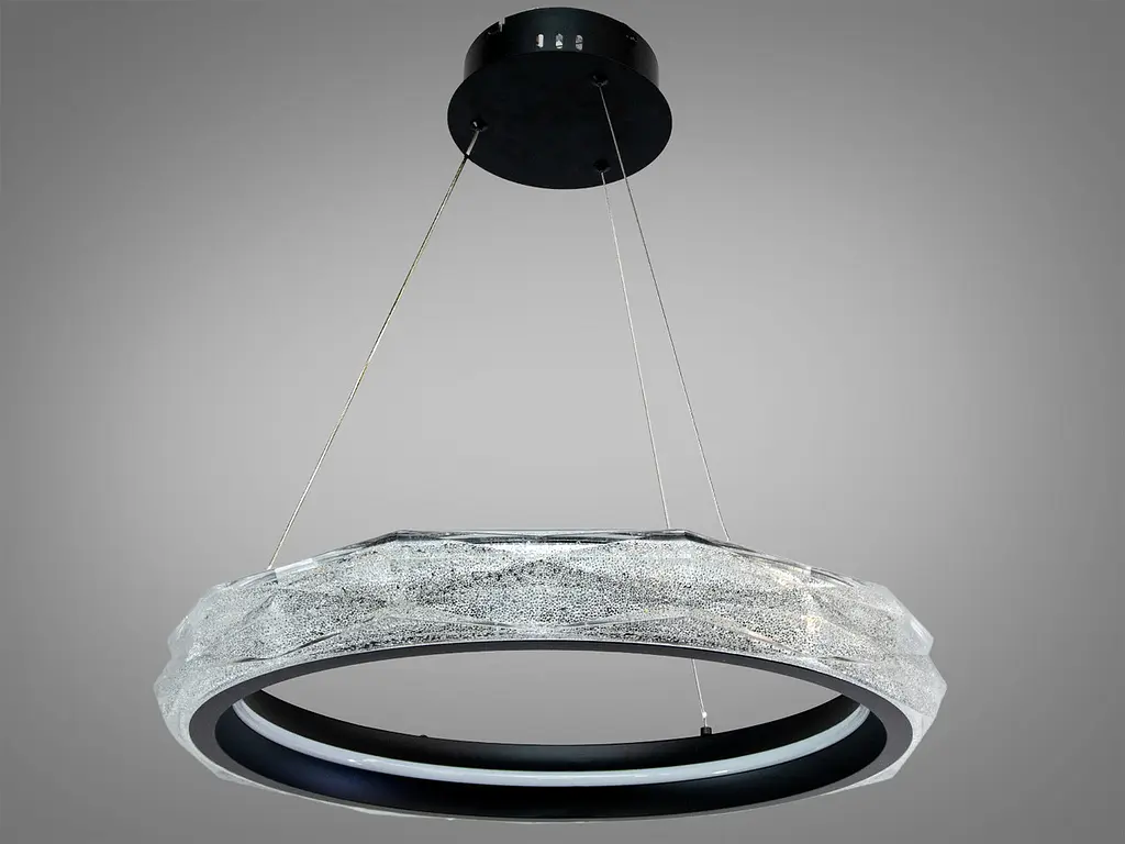 Підвісна LED-люстра Diasha 583-500BK для кухні, спальні та вітальні з акриловим кільцем, пультом, 84 W, 50 см, 10-18m2 - фото 4