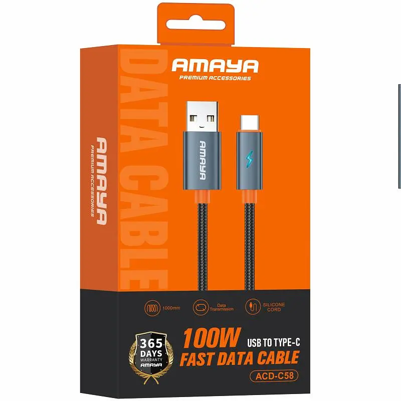 Дата кабель Amaya C58 USB to Type-C 100W (1m) Gray - фото 2