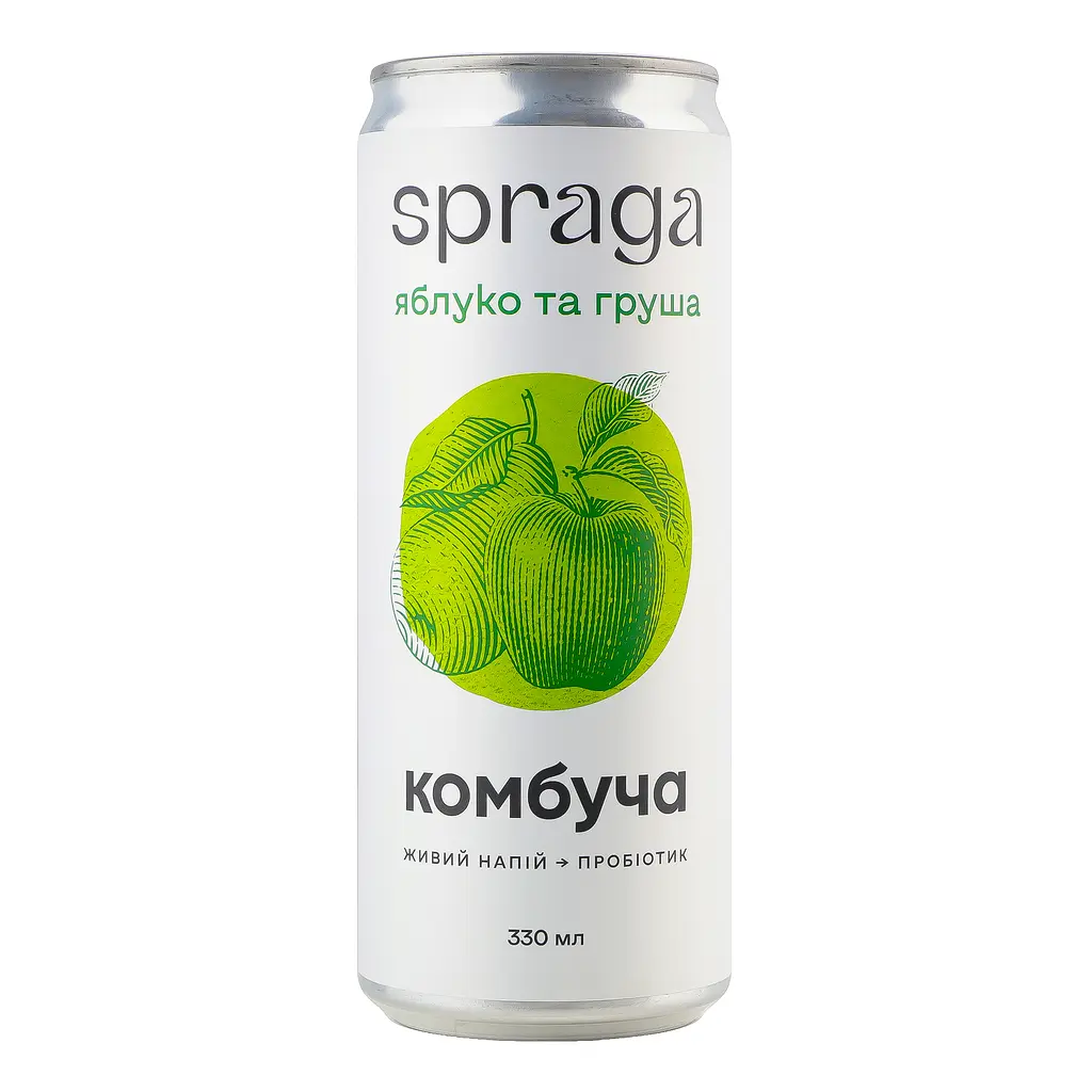 Уцінка. Напій Spraga Комбуча Яблуко та Груша слабогазований з/б 330 мл (923963) - фото 2