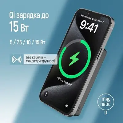 Батарея універсальна ColorWay 10 000 mAh PD/22.5W, 15W MagSafe Black (CW-PB100LPA1BK-WPDD) - фото 9