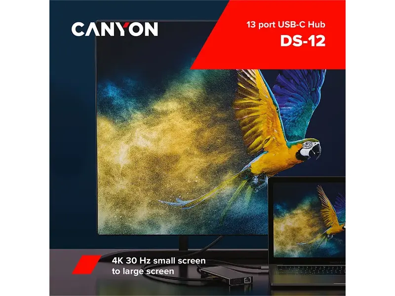 Мультипортовий адаптер Canyon 13 Port USB-C Hub DS-12 (CNS-TDS12) - фото 3