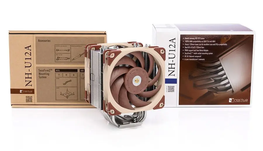 Кулер для процесора Noctua NH-U12A, алюміній/мідь, 2x120 мм, для Intel 115x/1200/1700/2011/2066, AMD AMx/FMx, до 170 Вт - фото 3