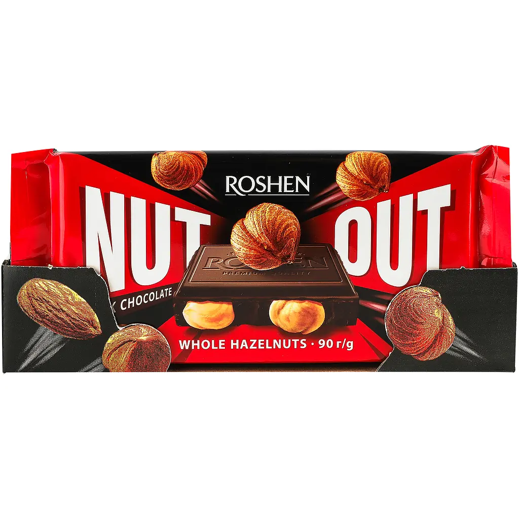 Шоколад чорний Roshen Nut Out Whole Hazelnuts 90 г (947720) - фото 3