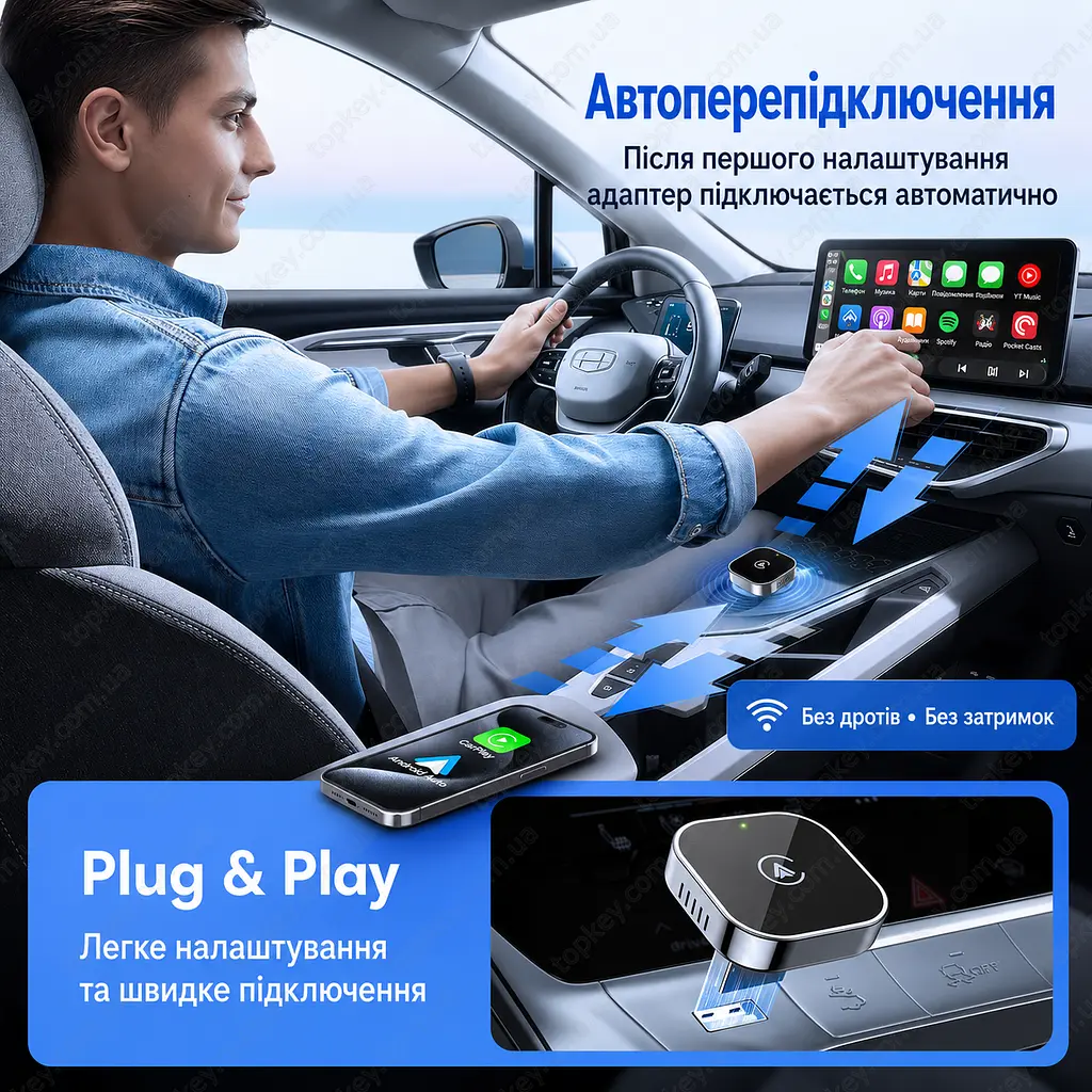 Бездротовий CarPlay адаптер Android Auto для авто Apple CarPlay бездротовий адаптер карплей для авто безпровідний карплей - фото 10