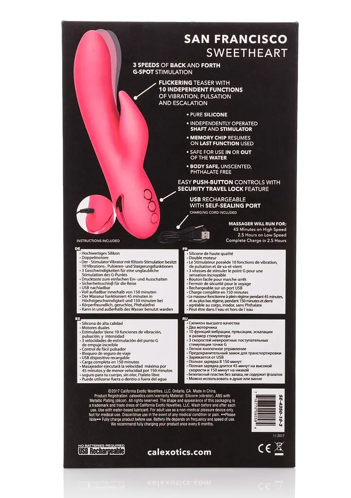Вибратор кролик CalExotics California Dreaming San Francisco 12х3.3 см розовый - фото 4