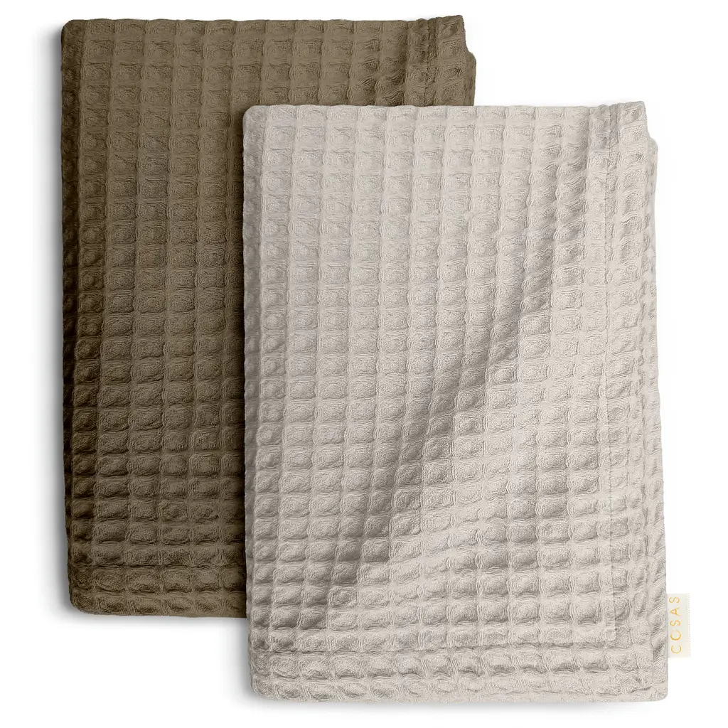 Вафельні рушники Dusty Greek Waffle 2шт 55х90см/75х130см (SetTw_GreekWaffle_08Mousse55x90_35Bronze75x130)