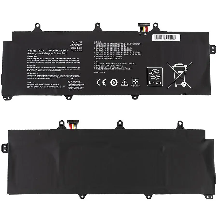 Батарея для ноутбука Asus C41N1712 (Zephyrus: GX501VI GX501VIK GX501VSK series) 15.4V 3000mAh Чорний - фото 2