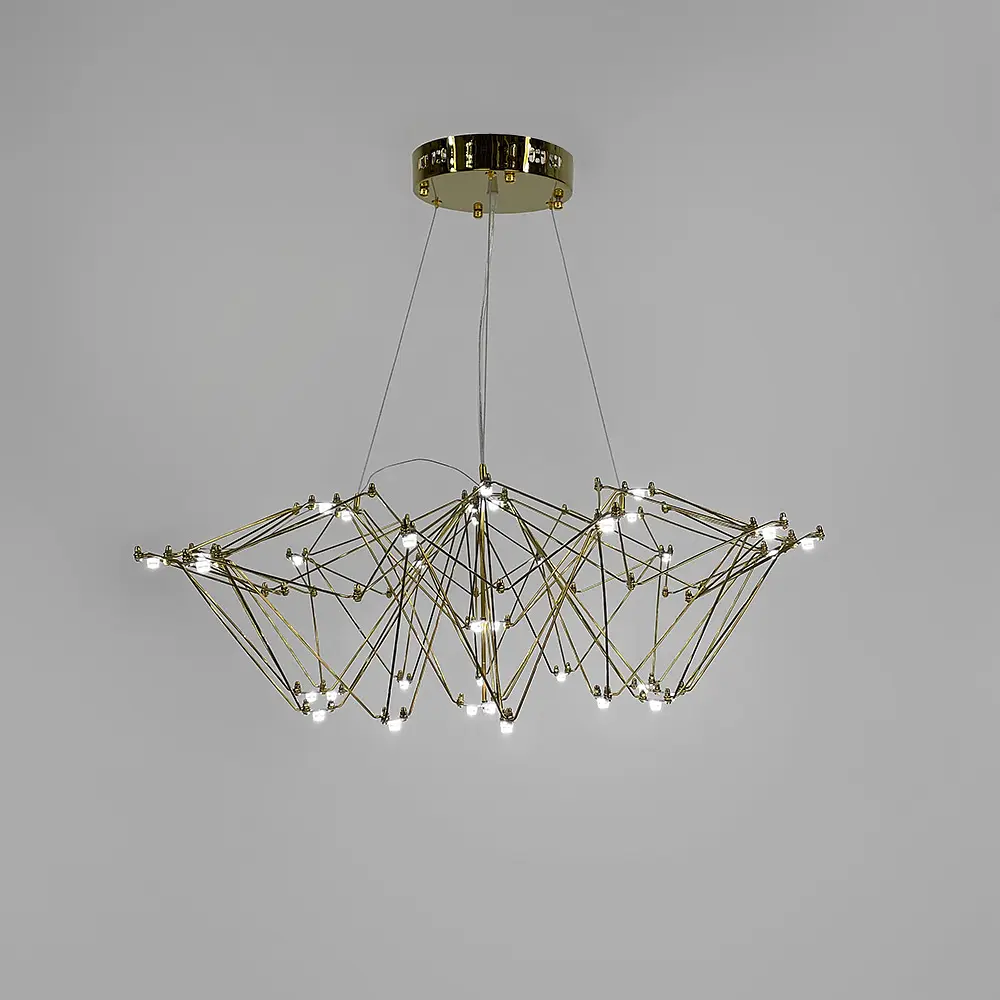 Невесомая золотая люстра Ø 80 см Ст. MJ 206-800 Titanium | Line F - фото 4