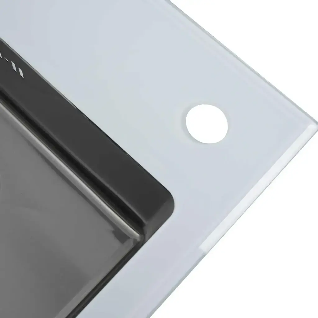 Кухонна скляна мийка Platinum Handmade White Glass з нержавіючої сталі 3 мм прямокутна 60x51x20 см - фото 4