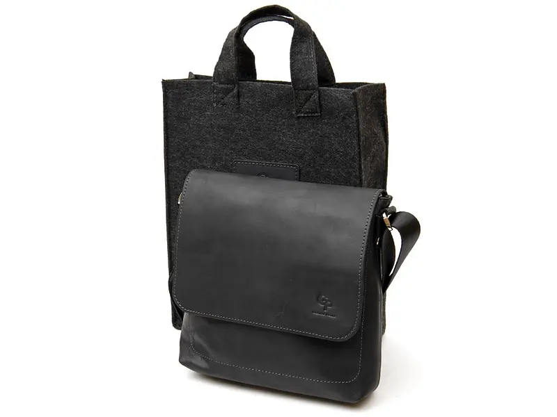 Чоловіча шкіряна сумка GRANDE PELLE 24х24х6 см sum0015574 - фото 6