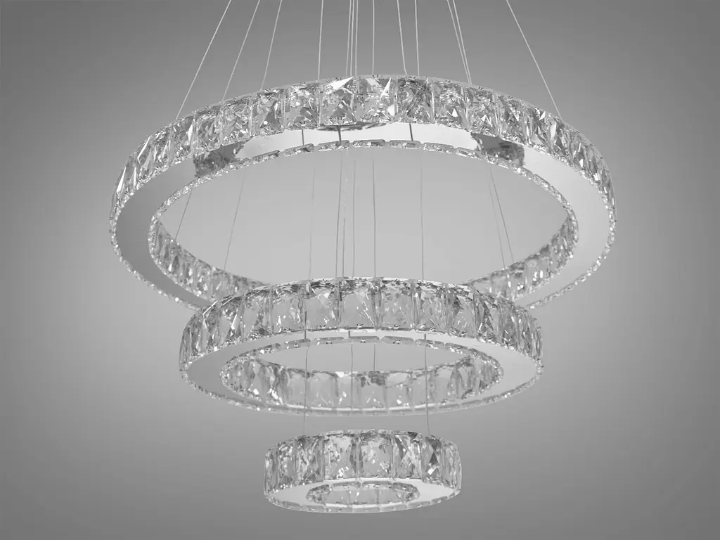 Люстра стельова LED Diasha 7201-8A/580+400+200HR, 66W, хром, кришталь, сучасний стиль, регулювання висоти, пульт ДУ - фото 4