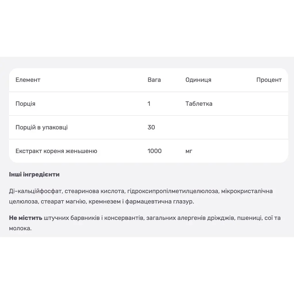Екстракт кореня женьшеня NaturesPlus Herbal Actives 1000 мг 30 таблеток - фото 3