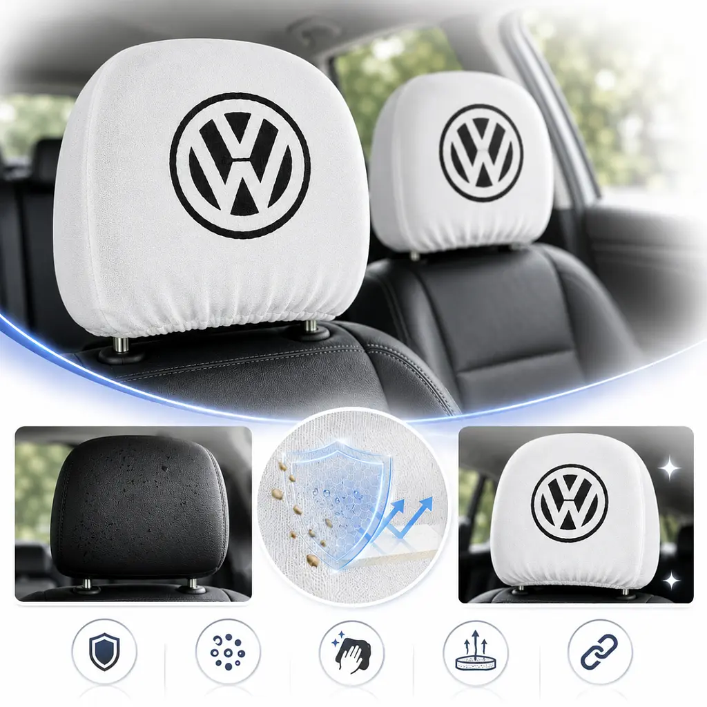 Чохли для підголівників Універсальні Volkswagen Білі 2 шт - фото 3