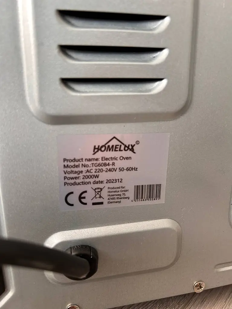 Духовка-гриль электрическая для кур HOMELUX TG60B4-R 60L 2000W - фото 4