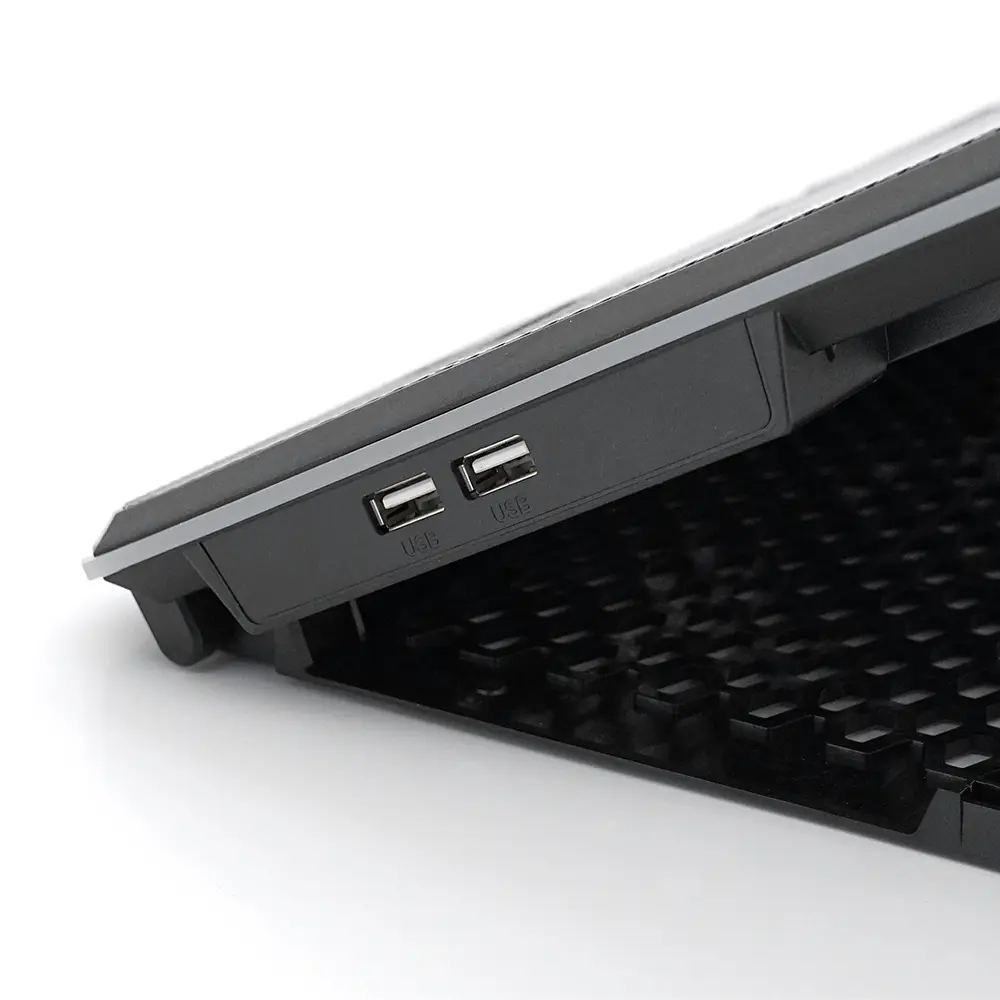 Підставка під ноутбук IceCoorel K15, 10-17", 4*100mm 1400±10% RPM, корпус пластик+алюміній, 2xUSB 2.0 + підставка для мобільного телефону, 420x300x28mm, RGB, Box, Q10 - фото 4