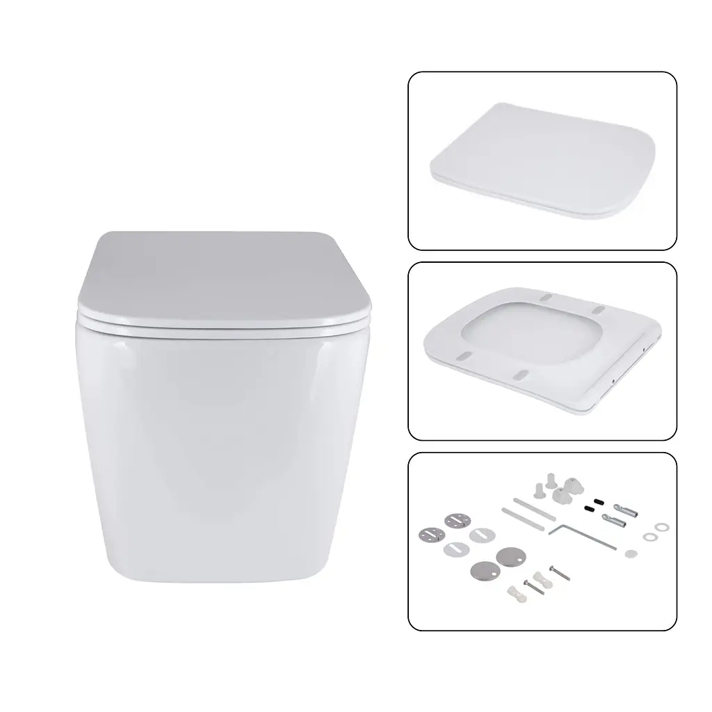 Подвесной унитаз Qtap Tern + инсталляция Qtap Nest 4 в 1 (круглая клавиша Chrome), Белый - фото 7