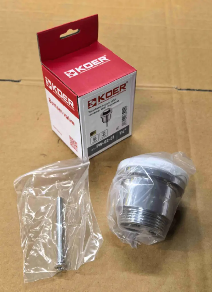 Донний клапан для раковини Koer PW-02-01 універсальний автоматичний Click-Clack 1 1/4″ Хром KR3399 - фото 10