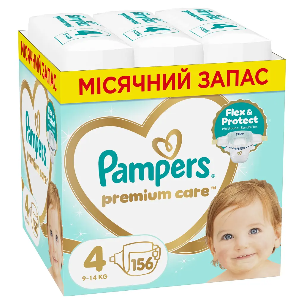 Підгузки Pampers Premium Care Розмір 4 (9-14 кг) 156 шт (8006530223591)