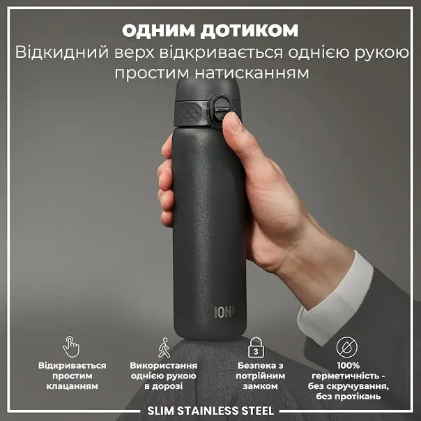 Бутылка для воды ION8 металлическая 600 мл Stainless Steel Grey (I8SS600GRY) - фото 2