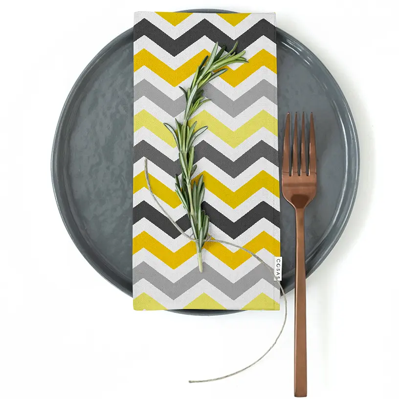 Серветки Cosas Yellow Grey Zigzag 35х35 см 2 шт. (Set-2Serviette_ZigYellowGrey_35) - фото 2