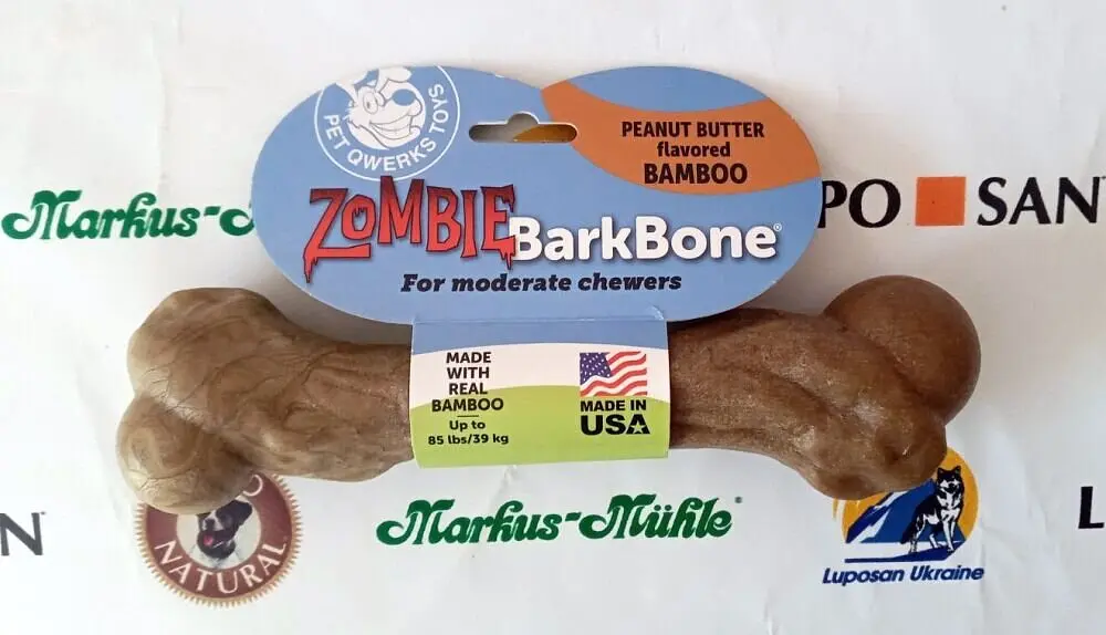 Жувальна кістка для собак Pet Qwerks Zombie BAMBOO BarkBone зі смаком арахісового масла - фото 3