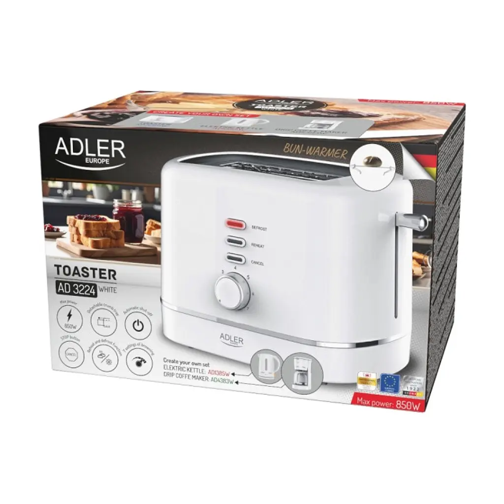 Тостер Adler AD 3224 white - фото 8