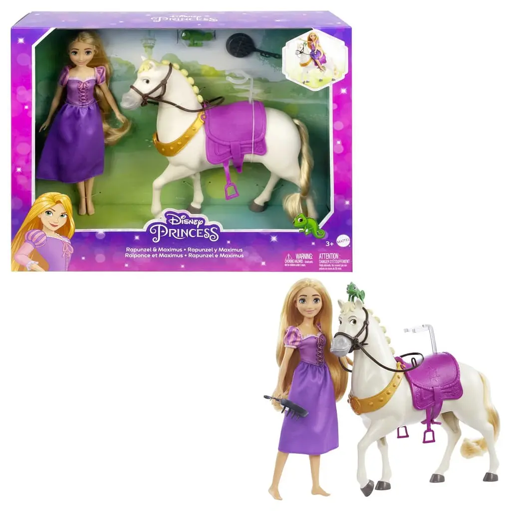 Ігровий набір з лялькою Disney Princess Рапунцель Принцеса з вірним другом Максимусом, 27 см (HLW23) - фото 6
