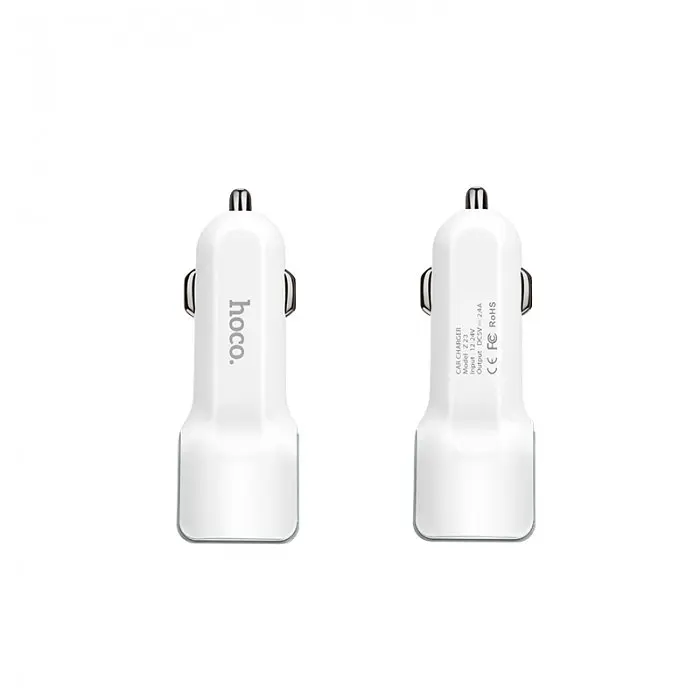 USB зарядка от прикуривателя в авто Hoco Z 23 на 2 USB Белый - фото 2