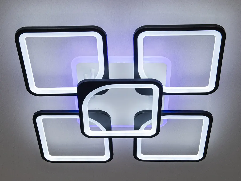 Светодиодная люстра смарт светильник с пультом, диммером, 150Вт, черная - фото 2