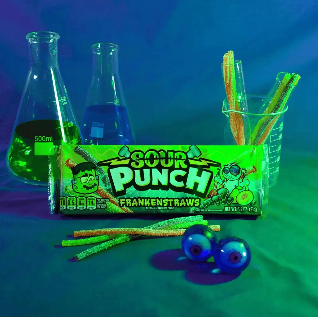 Кислі жувальні цукерки Sour Punch Frankenstraws 91г - фото 6