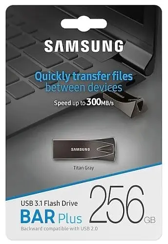 Флеш-накопичувач USB 256Gb Bar Plus, Titanium Grey, USB 3.1 Gen 1, до 300 МБ/с (MUF-256BE4) Samsung teh0029099 - фото 4