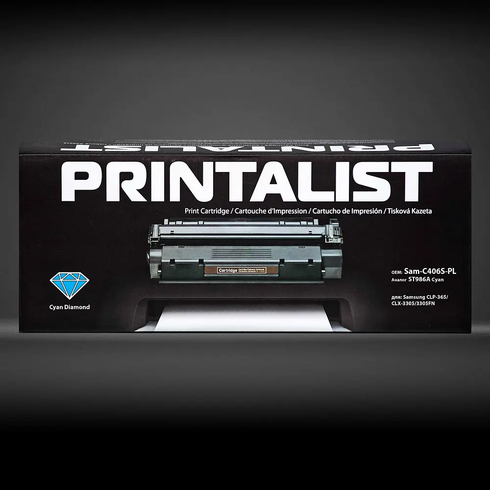 Картридж тон. PRINTALIST для Samsung CLP-365/CLX-3305/3305FN аналог ST986A Cyan ( 1000 ст.) (Sam-C406S-PL) - фото 2