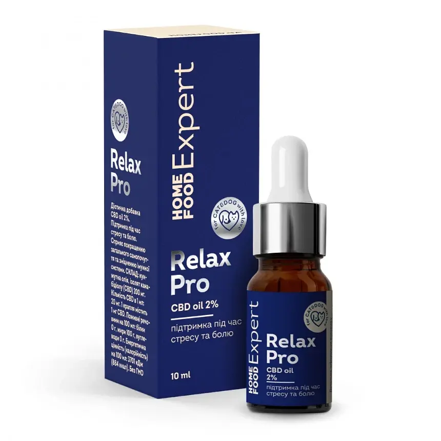 Дієтична добавка CBD oil 2% для зменшення тривожності та болю Relax Pro Home Food Expert, 10мл