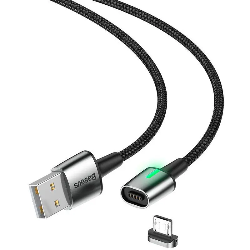 Кабель Baseus Zinc Fabric Magnetic Cable USB to MicroUSB 1.5A 2m CAMXC-B01 Black - фото 3