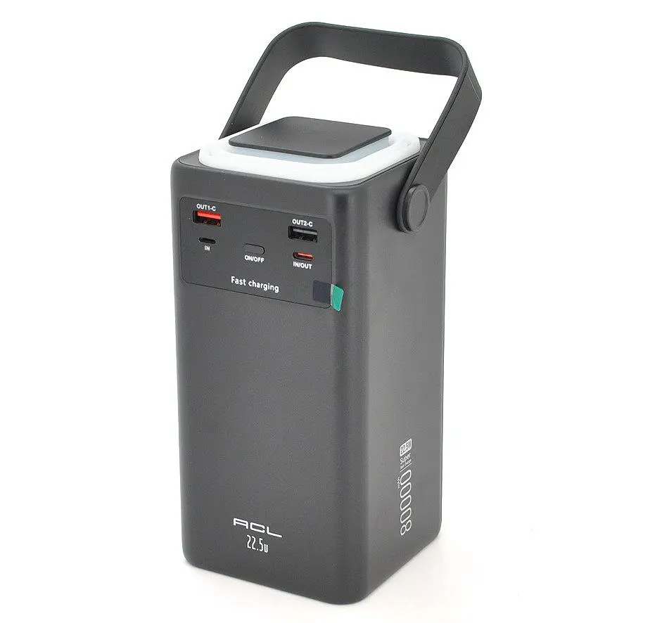 Повербанк Powerbank ACL PW152 80000mAh, 22.5W, 2xUSB, 4 кабелі(USB/Micro/Type-C/Lighting), Ліхтар - фото 2
