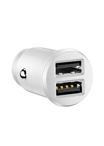 Автомобільний зарядний адаптер BASEUS Circular Plastic 2 USB A+A CCALL-YD02 білий - фото 3