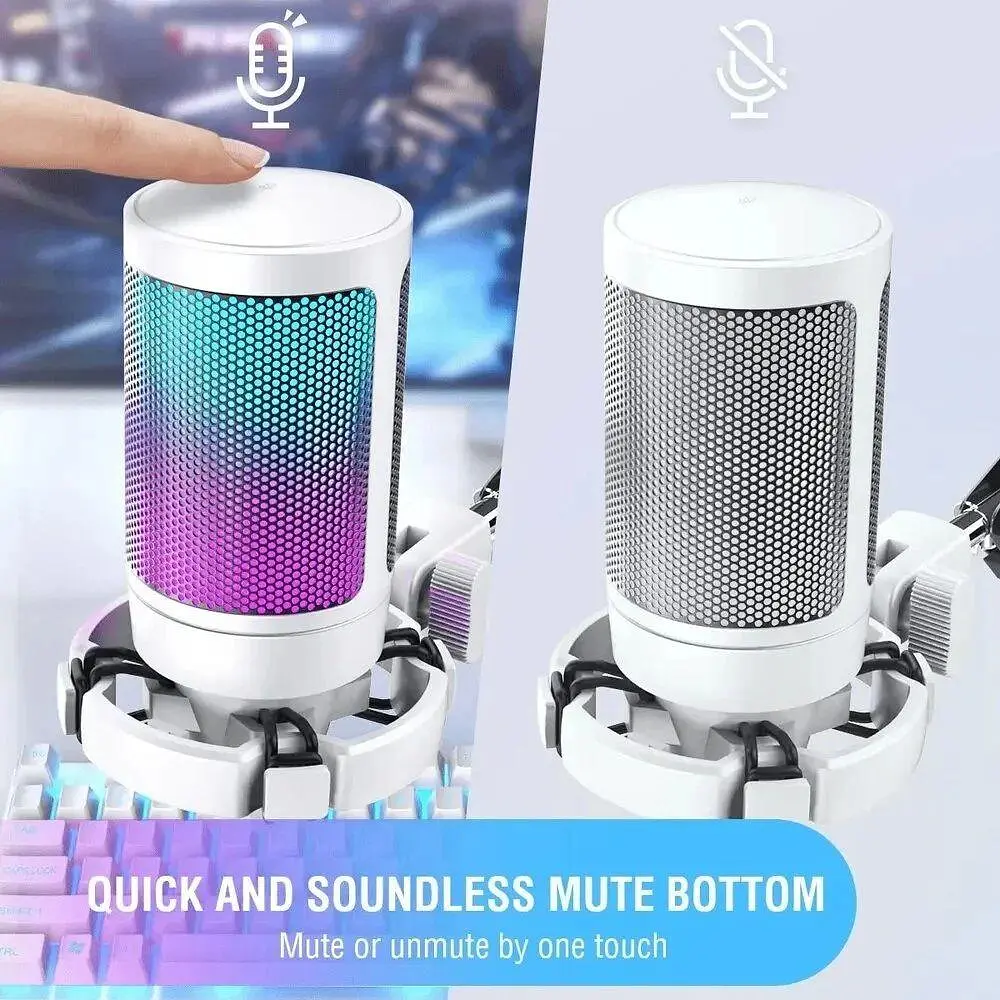 Мікрофон Fifine Ampligame A6V White, конденсаторний | Тринога в комплекті | RGB підсвітка - фото 3