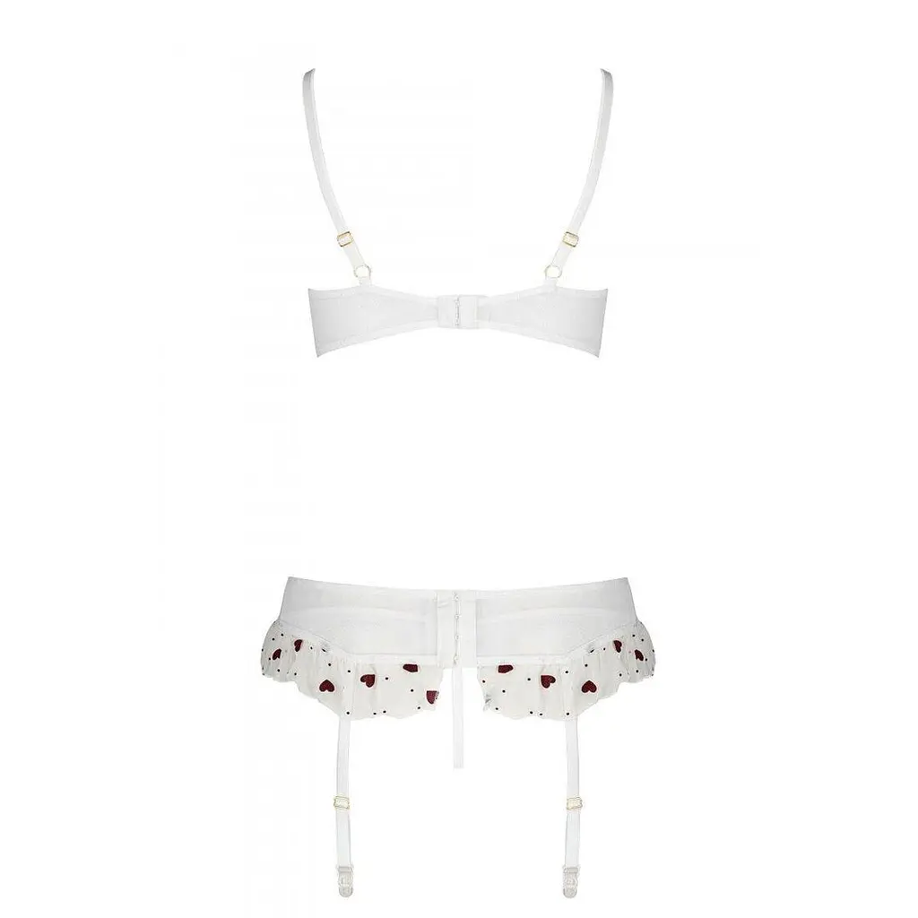 Сексуальный комплект с поясом для чулок Passion LOVELIA Set white L/XL - фото 6