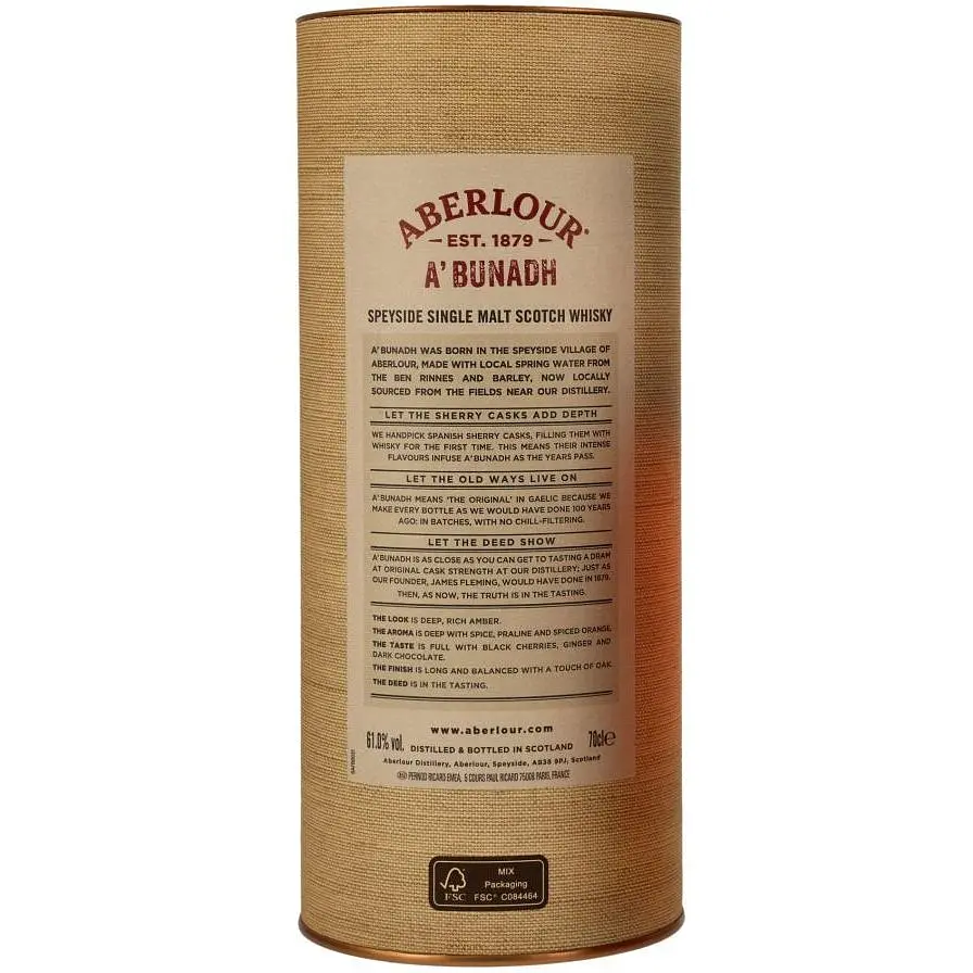Виски Aberlour A'Bunadh 61.1% 0.7 л в тубусе - фото 2
