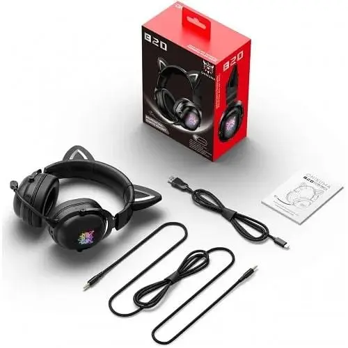Наушники беспроводные Onikuma B100 (B20) Bluetooth Gaming Cat with LED полноразмерные - фото 7