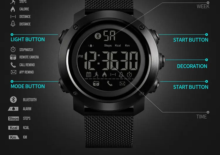 Спортивний годинник Skmei Smart 1462 Revolution смарт-годинник Чорний - фото 2