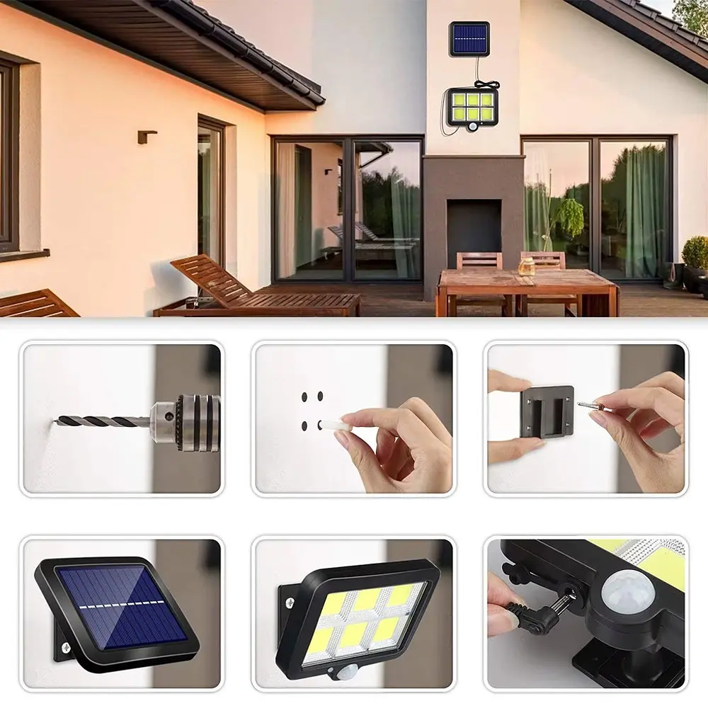 Вуличний ліхтар настіний із пультом Solar Light BK-128-6 COB на сонячних батареях з датчиком руху - фото 6