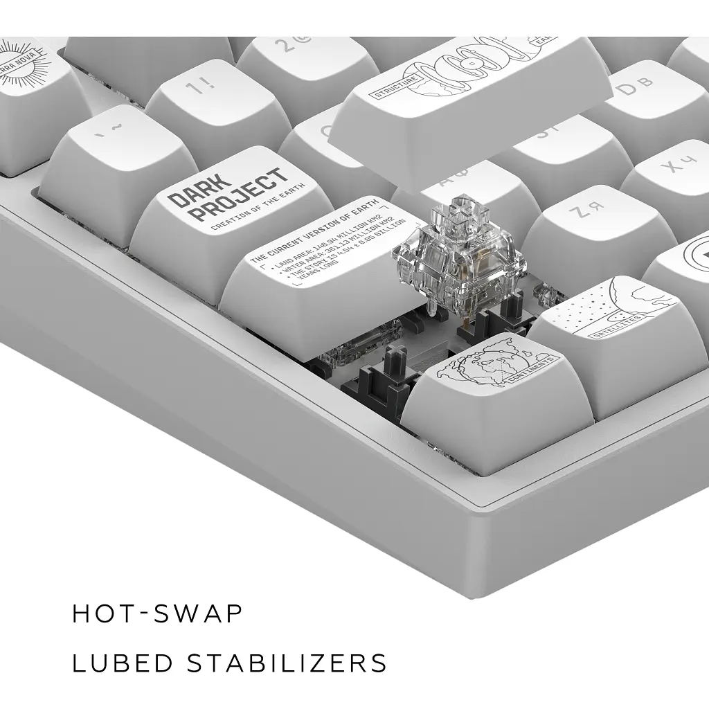 Клавіатура Dark Project ALU81 Terra Nova PBT RGB Mech G3MS Moonstone White (DPKB_NOVA_81_ANSI_WHITE_UA) - фото 2