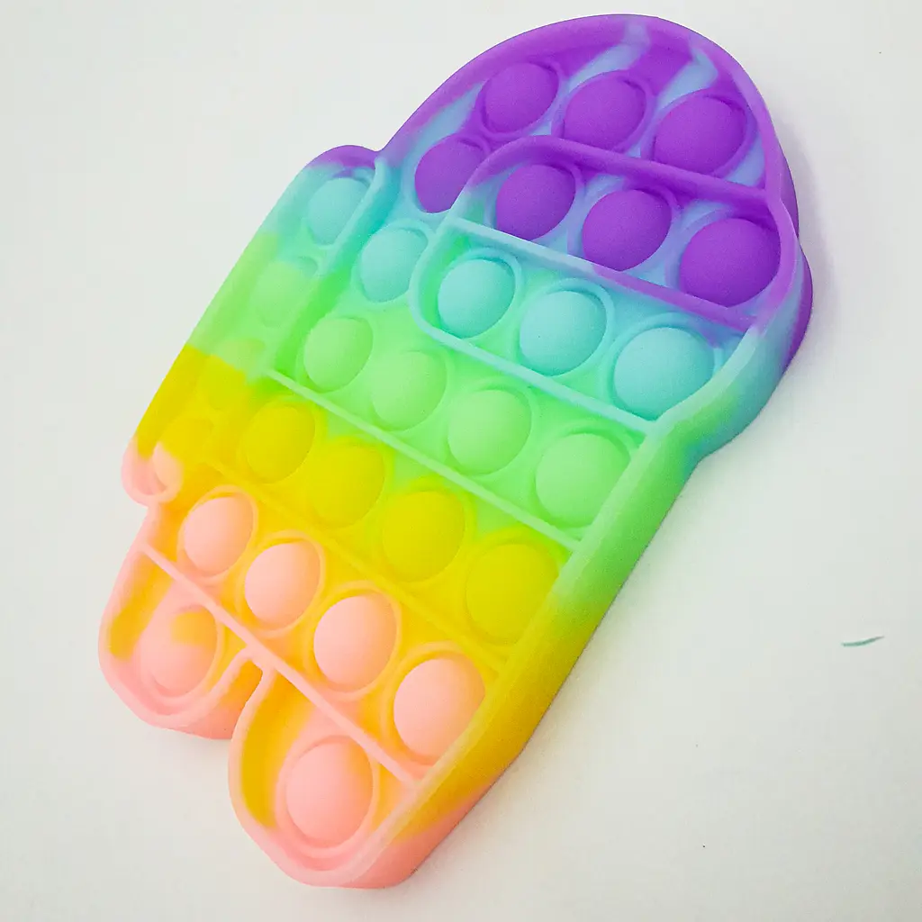 Сенсорна іграшка антистрес силіконова нескінченна пухирка поп іт UKC Pop It Fidget Амонг ас веселка неоновий світиться - фото 7