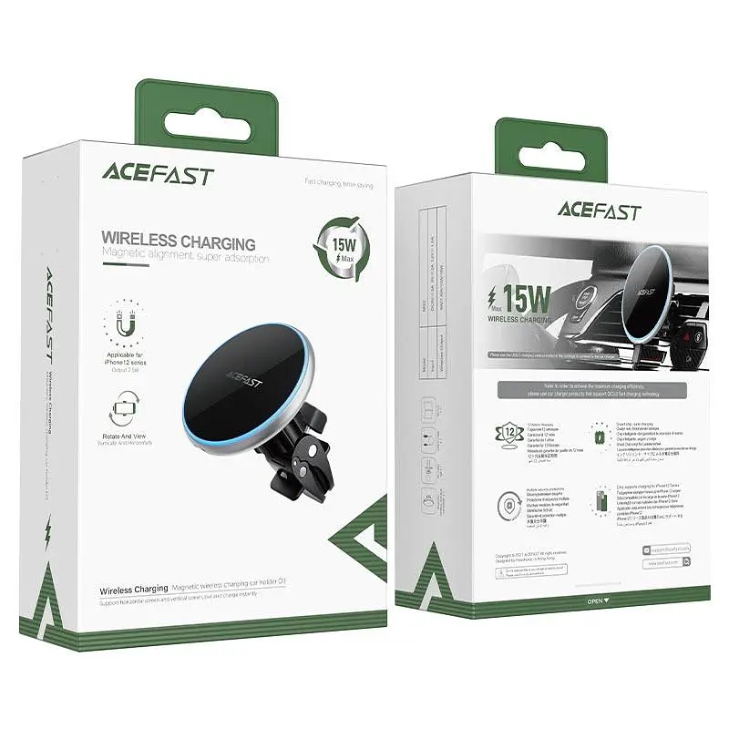 Автотримач для телефону із БЗП ACEFAST D3 magnetic wireless charging car holder сріблястий - фото 3