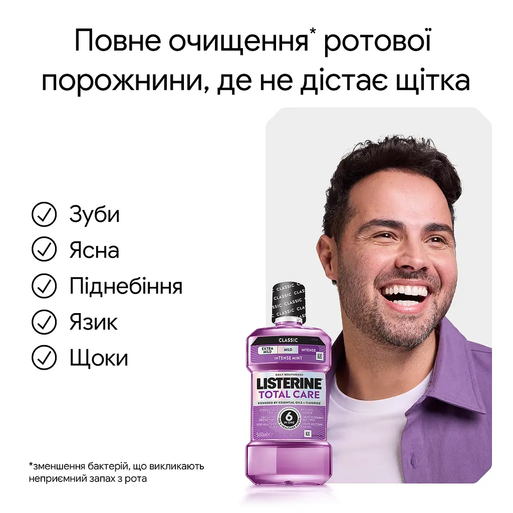 Ополіскувач для ротової порожнини Listerine Тотал Кеар Інтенсивний Смак Класичний 500 мл - фото 4