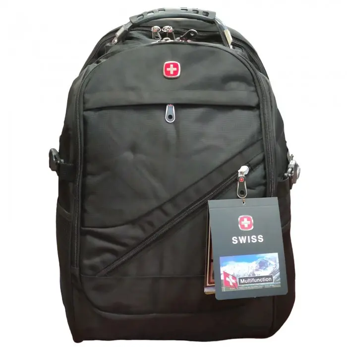 Рюкзак чорний з дощовиком 32 літри з USB та AUX виходами Swiss Bag 8810 - фото 7