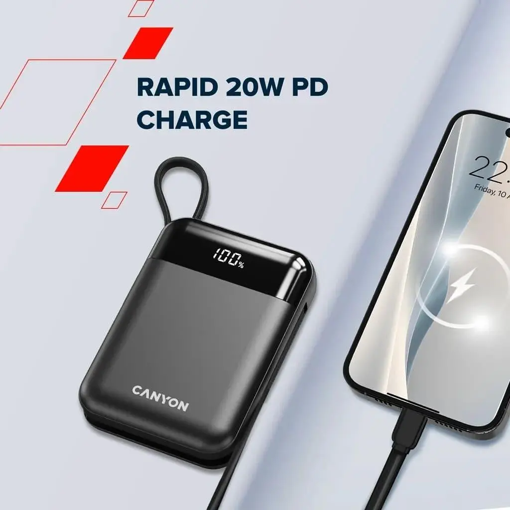Павербанк Canyon OnPower Black 10 000 mAh / 15 Вт (CNS-CPB104B) - фото 7
